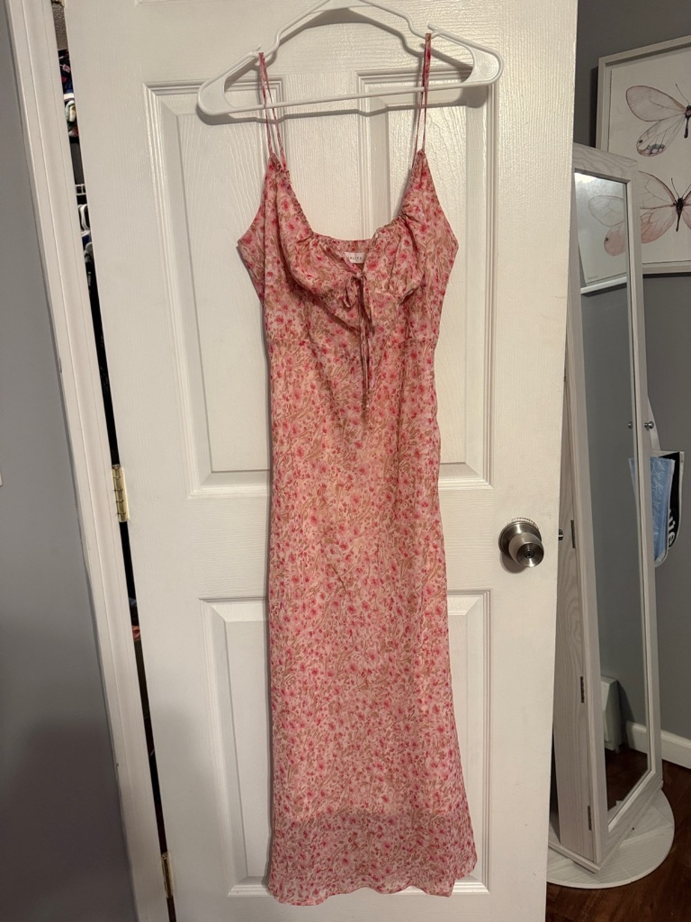 Socialite Pink and Peach Floral Slip Dress with Delicate Straps